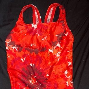 Speedo - Orange Tie-Dye Swimsuit - Girls 4/5